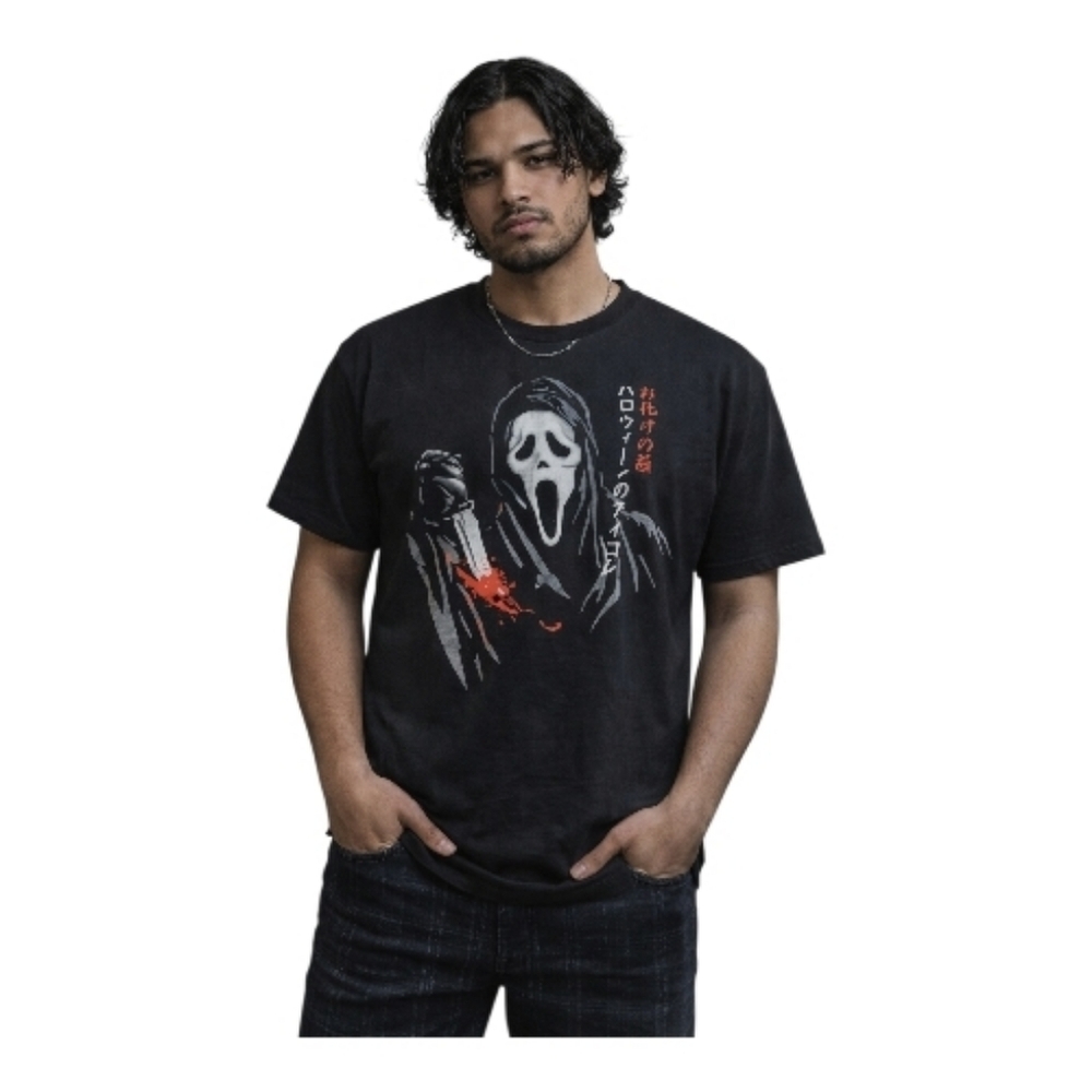 Ghost face Scream Halloween killer Kanji t shirt graphic tee xl